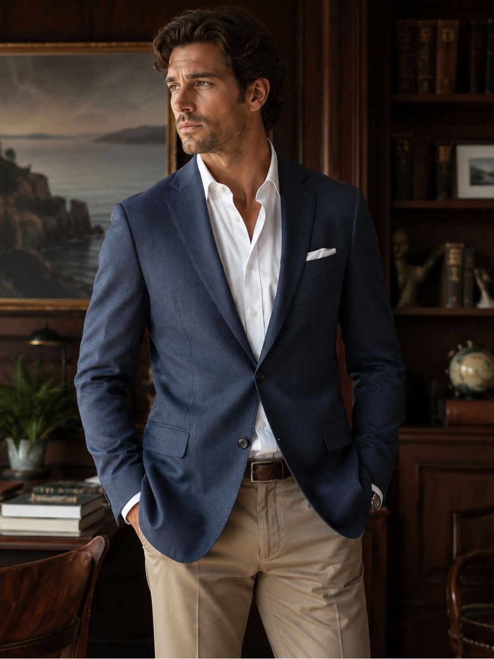 Ralph Ralph Lauren 100% Wool Blue Sport Coat Blazer Size 40L